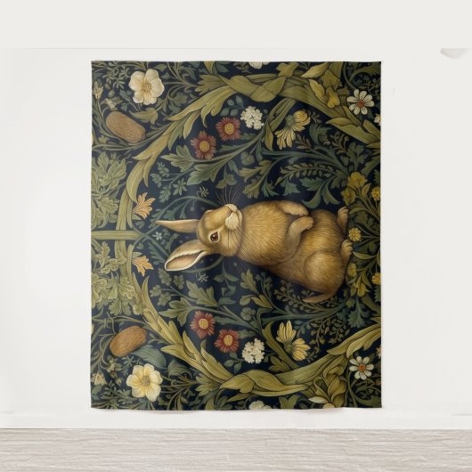森の中のウサギアールヌーボースタイル タペストリー (正面)
