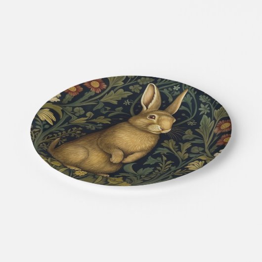 森の中のウサギアールヌーボースタイル ペーパープレート (アングル)