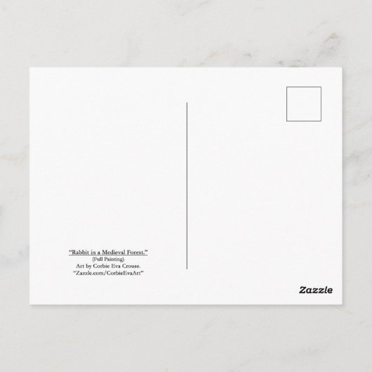 「森の中のウサギ」絵画はがき ポストカード (裏面)