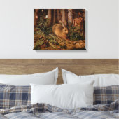 森の中のウサギ – Hoffman - ヴィンテージ・アート キャンバスプリント (インサイチュ (寝室))