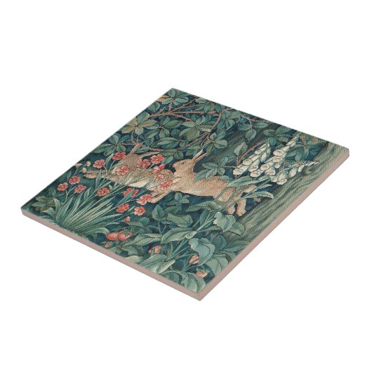 森の中のウサギ – William Morris タイル (側面)