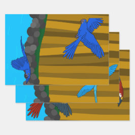 森の中のエキゾチックなオウム ラッピングペーパーシート