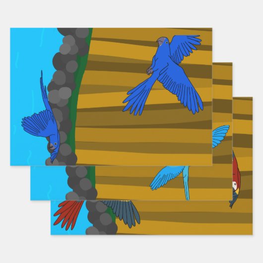 森の中のエキゾチックなオウム ラッピングペーパーシート (セット)