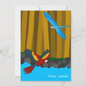 森の中のエキゾチックなパロッツハッピーバースデーカード (裏面)