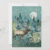 森の中のエルク満月の降雪水色 シーズンカード (正面)