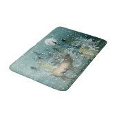 森の中のエルク満月の降雪水色 バスマット (アングル)