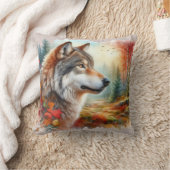 森の中のオオカミ素晴らし:自然のブレンド クッション (ブランケット)