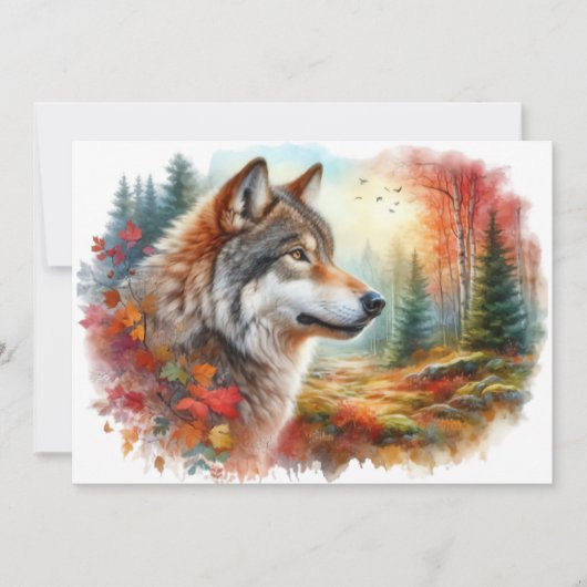 森の中のオオカミ素晴らし:自然のブレンド サンキューカード (正面)