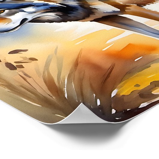 森の中のオオカミ絵を描の色 ポスター (角)