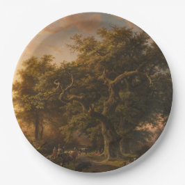 森の中のオークの木（ウッドランドシーン） ペーパープレート