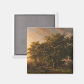 森の中のオークの木（ウッドランドシーン） マグネット (正面/裏面)