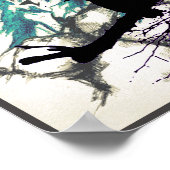 森の中のカラス、月と枝 ポスター (角)