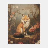 森の中のキツネビクトリアン フリースブランケット (正面)