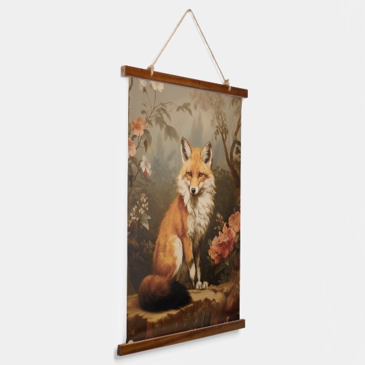 森の中のキツネビクトリアン 吊り下げ型タペストリー (傾斜あり)