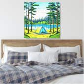森の中のキャンプをテーマにしたテント キャンバスプリント (インサイチュ (寝室))