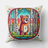 森の中のクマカラフルアニメ クッション (裏面)