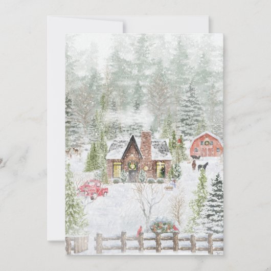 森の中のクリスマスキャビン シーズンカード (正面)