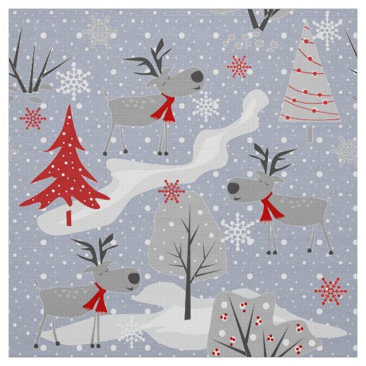 森の中のクリスマスシカ。 ファブリック (見本)