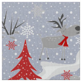 森の中のクリスマスシカ。 ファブリック (クローズアップ)