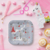 森の中のクリスマスシカ ペーパープレート (パーティー)