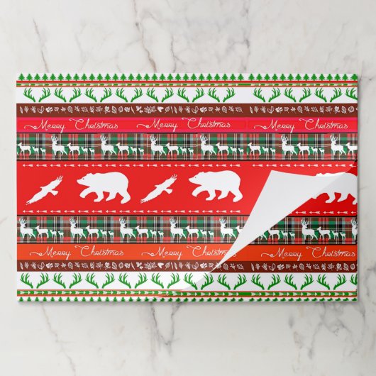 森の中のクリスマスランチョンマット ペーパーパッド (折り畳み)
