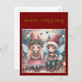 森の中のクリスマス妖精ホリデー葉書 シーズンポストカード (正面/裏面)