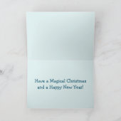森の中のサンタとユニコーン魔法のクリスマス シーズンカード (内部)