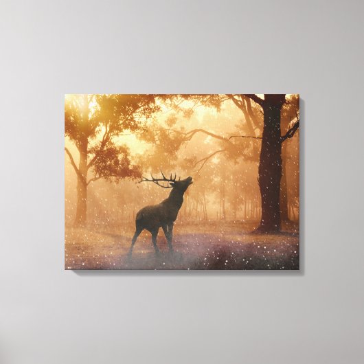 森の中のシカ キャンバスプリント (正面)