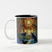 森の中のステンドグラス・オオカミ ツートーンマグカップ (左)