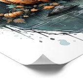 森の中のハロウィーンの水彩不気味なカボチャ ポスター (角)