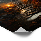 森の中のハロウィーンカボチャ不気味の屋外カボチャ ポスター (角)