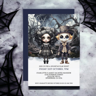 森の中のハロウィーン怖いゴシック様式のカップル 招待状