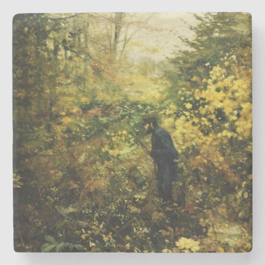 森の中のハンター(H.A. Brendekilde著) ストーンコースター (正面)
