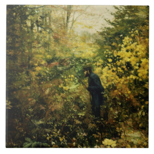 森の中のハンター(H.A. Brendekilde著) タイル