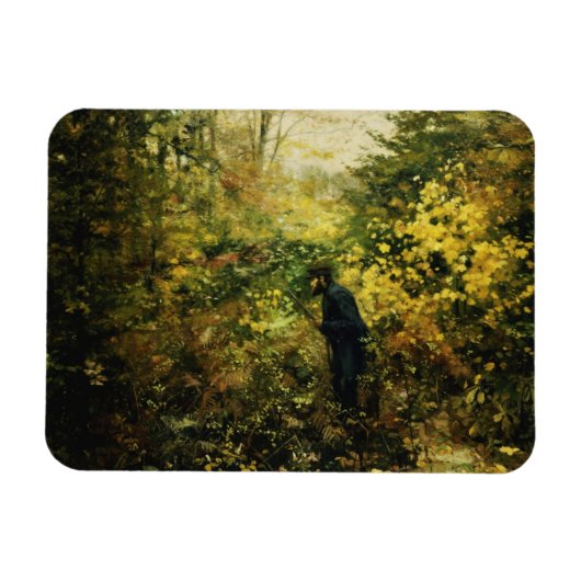 森の中のハンター(H.A. Brendekilde著) マグネット (横)