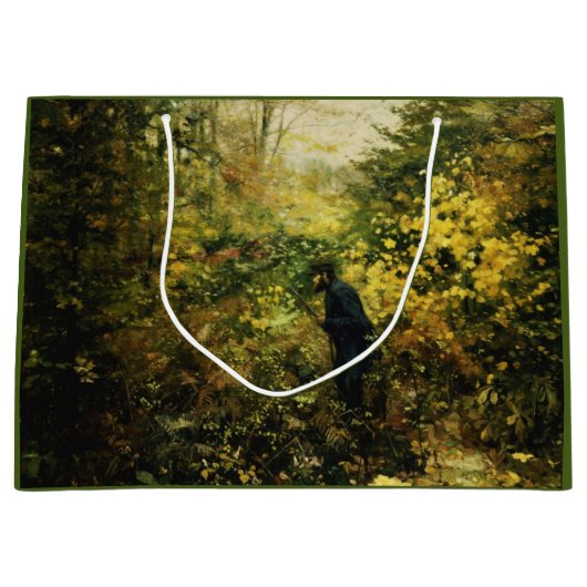 森の中のハンター(H.A. Brendekilde著) ラージペーパーバッグ (正面)