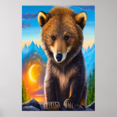 森の中のヒグマ | AIアートポスター ポスター (正面)