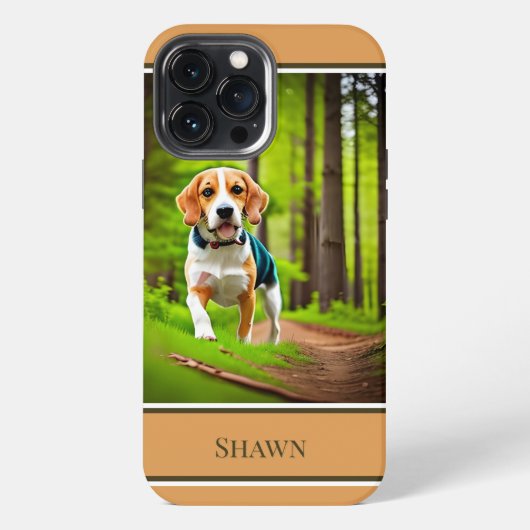 森の中のビーグル素朴犬 iPhoneケース (裏面)