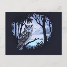 森の中のフクロウの清算はがき ポストカード
