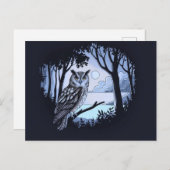 森の中のフクロウの清算はがき ポストカード (正面/裏面)