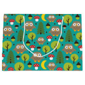 森の中のフクロウ大抱き枕 ラージペーパーバッグ (正面)