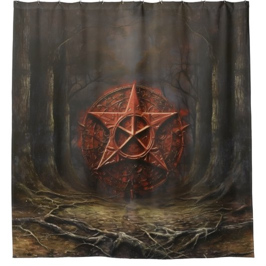 森の中のペンタグラム シャワーカーテン (正面)