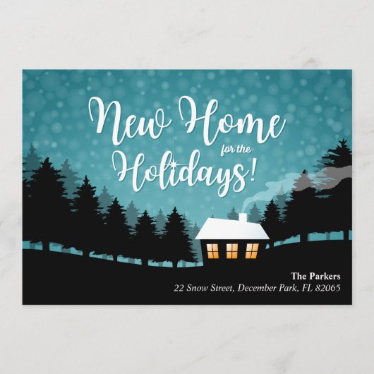 森の中のホリデーズハウスのための新しいホーム 招待状 (正面)