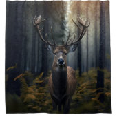 森の中のホワイトテールバック シャワーカーテン (正面)