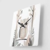 森の中のミニマリストBoho Owl子供部屋キッズルーム スクエア壁時計 (傾斜)