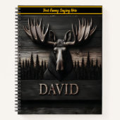 森の中のムースの詳細な木製の彫刻 ノートブック (正面)