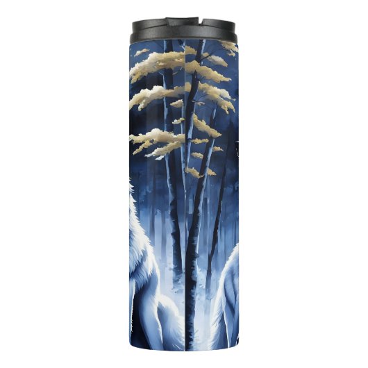 森の中のムーンライ静かトの狼。 タンブラー (裏面)