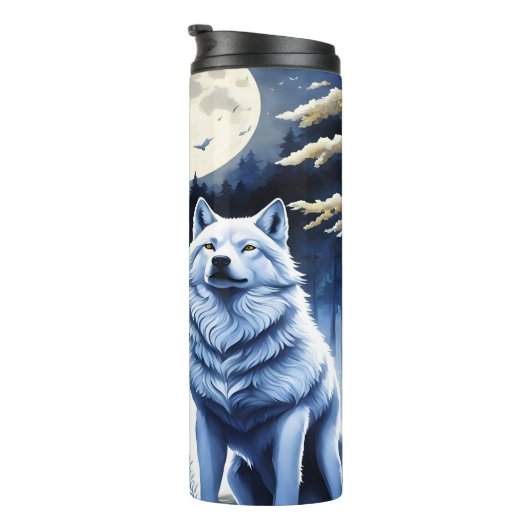 森の中のムーンライ静かトの狼。 タンブラー (回転右)