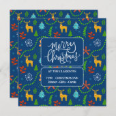 森の中のメリークリスマス |青 招待状 (正面/裏面)