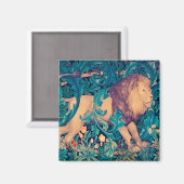 森の中のライオン、ウィリアム・モリス マグネット (正面/裏面)